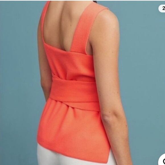 ANTHROPOLOGIE BRIGHT SALMON PINK KNITTED CROP TOP - Picture 8 of 16
